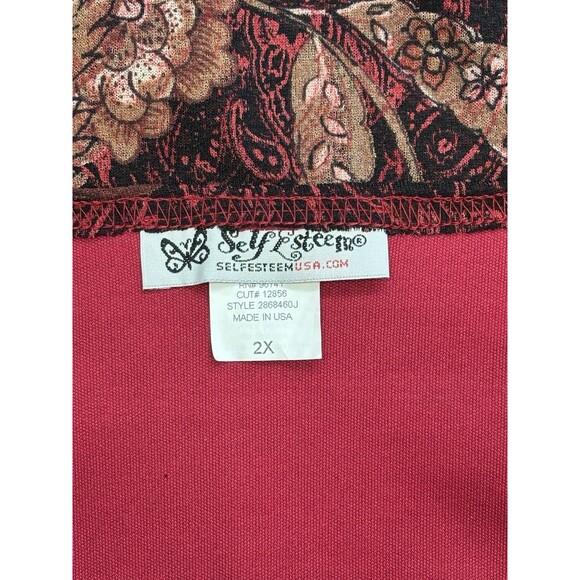 Vtg Y2K Self Esteem Babydoll Top Sz 2X Floral Sheer Red Boho Whimsy - Picture 3 of 5